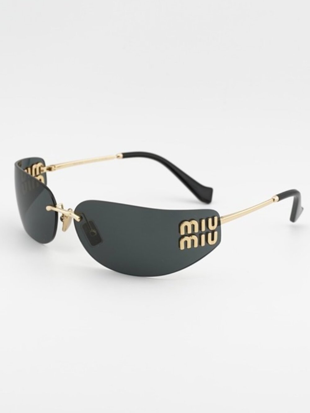 Miu Miu MUA51S 5AK5S0 Sunglasses Gold Rectangle Frame, Dark Grey Lenses